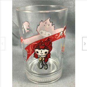 2008 McDonalds Beijing Olympics Red HuanHuan Cycling 16 oz Glass Collectable